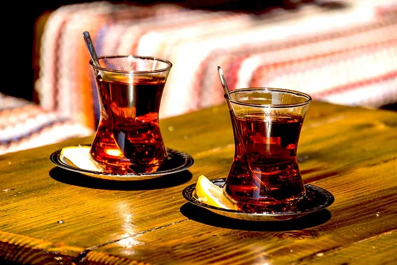 Turkish Tea with a Lemon Slice on The Side